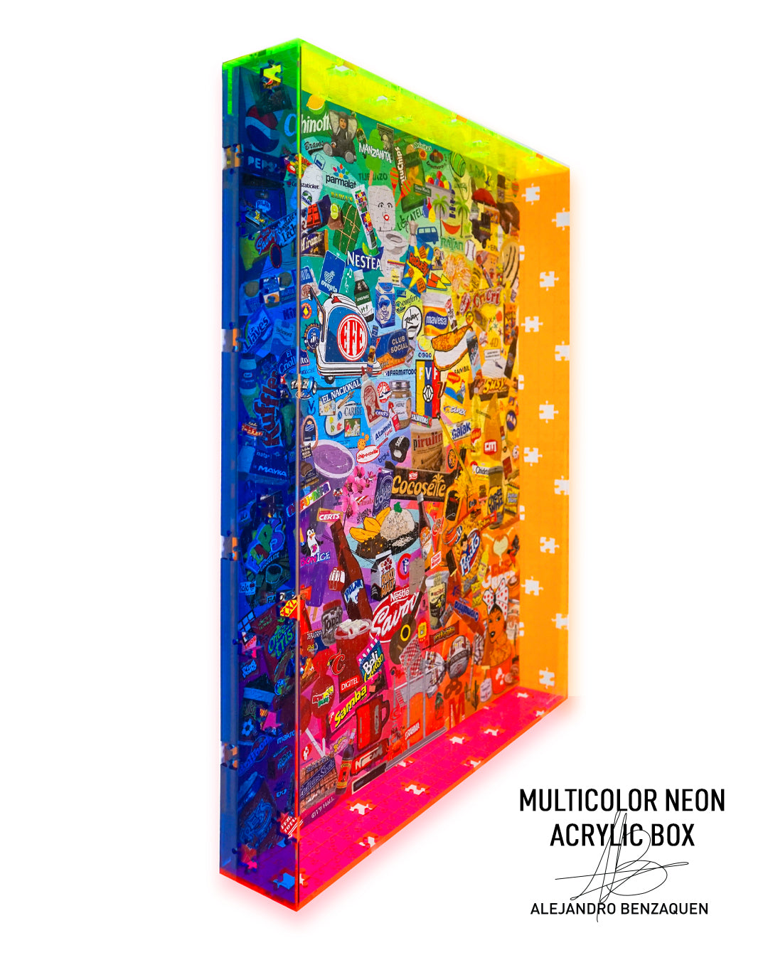 Colorful NEON Puzzle Acrylic Box - By Alejandro Benzaquen